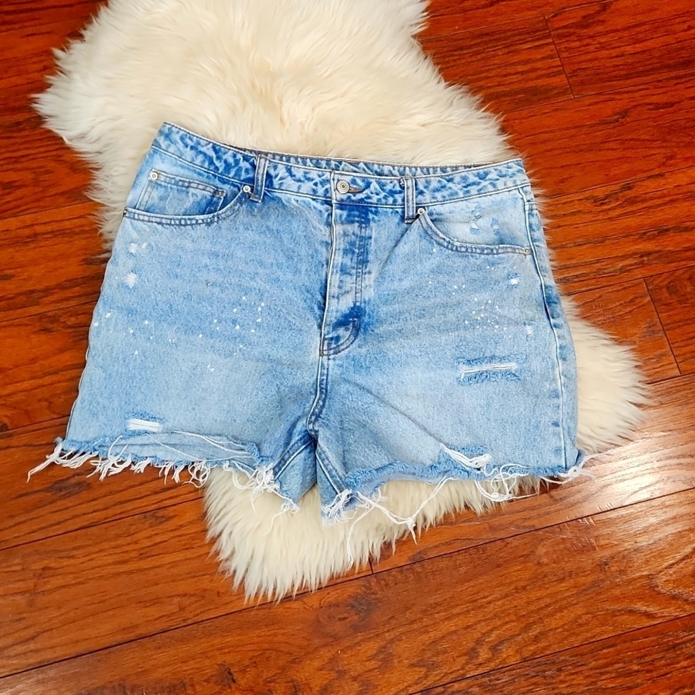 Distressed Button Fly Jean Shorts